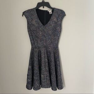 Bar 3 Women’s V Neck Sparkly Fit and Flare Sleeveless Mini Dress